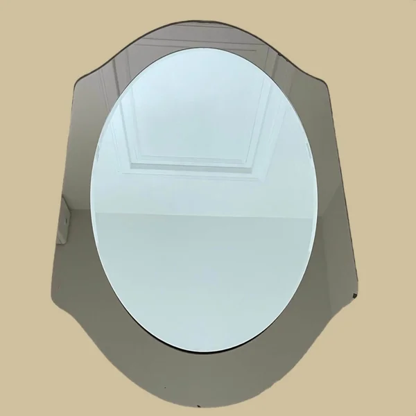 Miroir en verre fumé bicolore, vers 1970