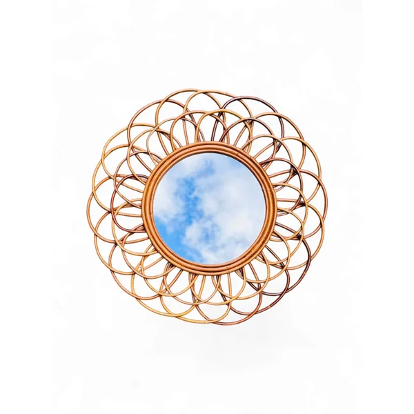 Miroir fleur en rotin vintage