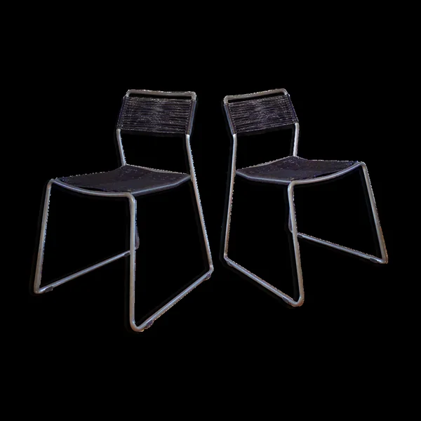 Pair de chaises scoubidou traineau vintage