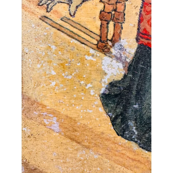 Panneau de bois pyrogravé et peint à la main