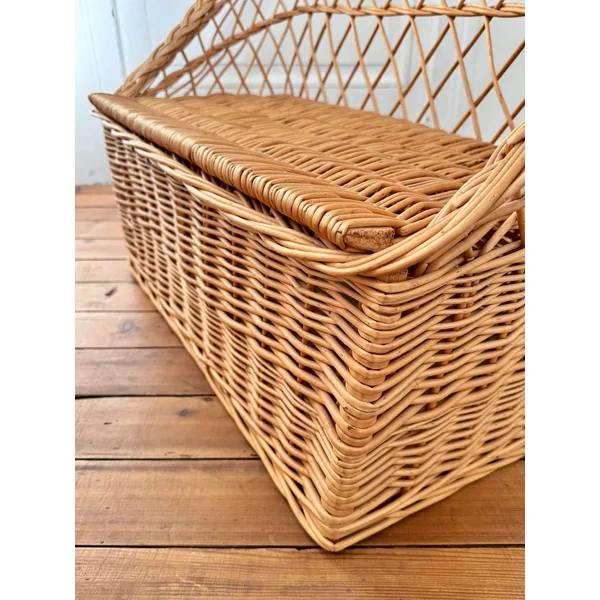 Petit banc / coffre de rangement vintage en osier