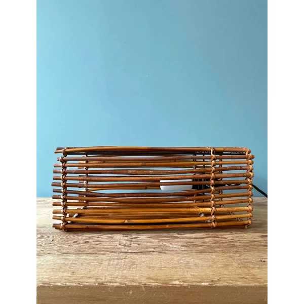 Petite lampe vintage en bois et osier