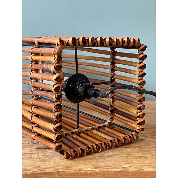 Petite lampe vintage en bois et osier