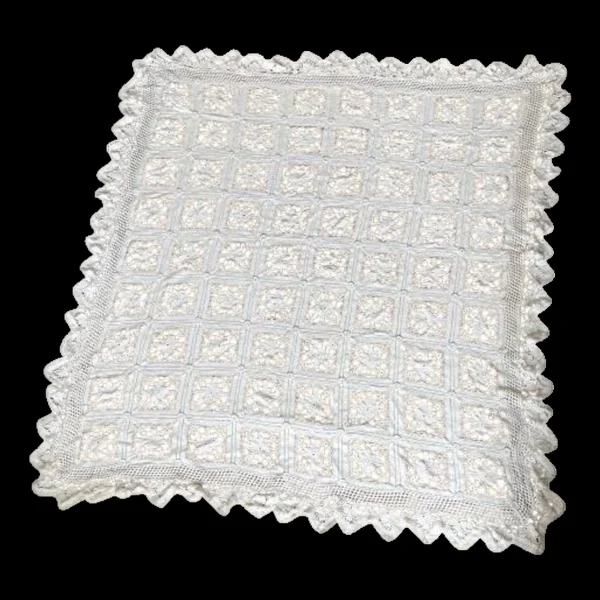 Plaid, couverture en crochet blanc