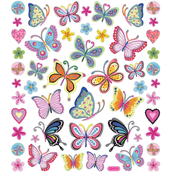 Planche Stickers Papillons à Fleurs