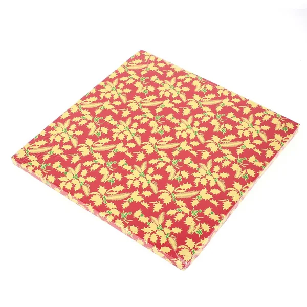 Plateau Carré Gâteau de Noël - Houx Rouge (25 cm)