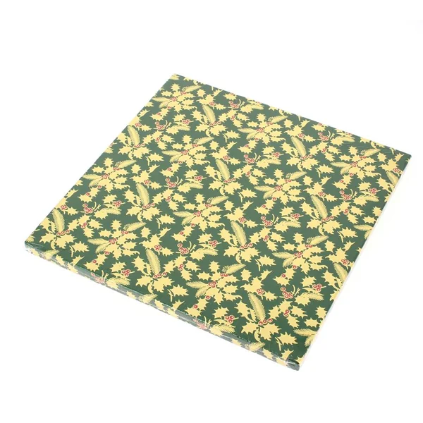 Plateau Carré Gâteau de Noël - Houx Vert (25 cm)