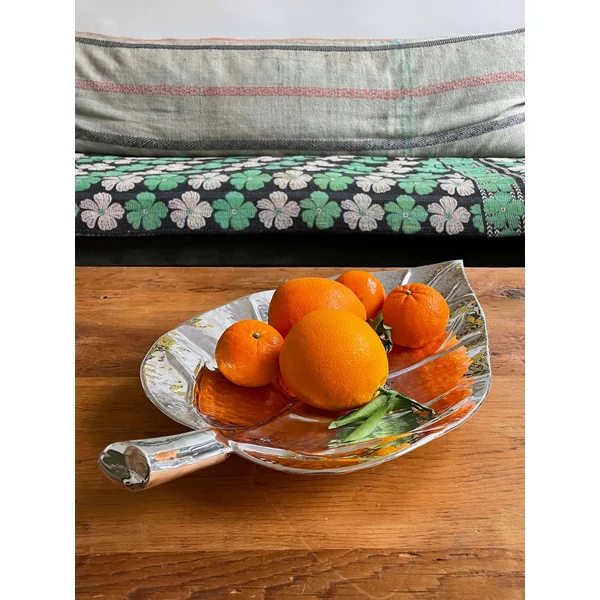 Plateau, centre de table en forme de feuille