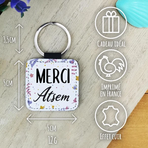 Porte clé "Merci Atsem" - Collection florale
