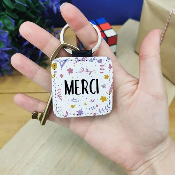 Porte clé "Merci" - collection florale