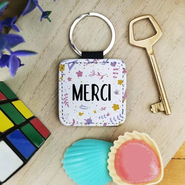 Porte clé "Merci" - collection florale