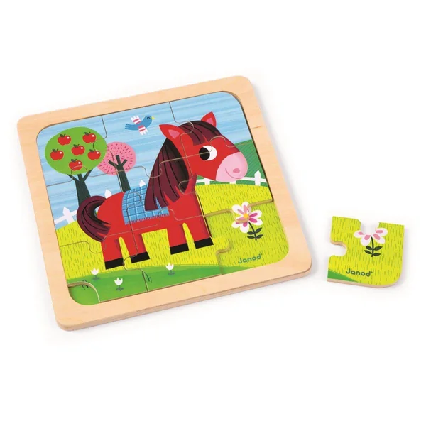 Puzzle 9 pièces en bois cheval tornado