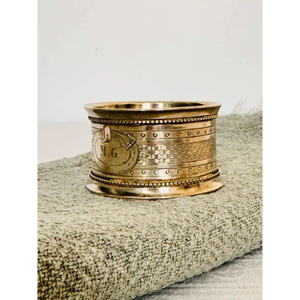 Rond de serviette 1900 monogrammé en argent 925