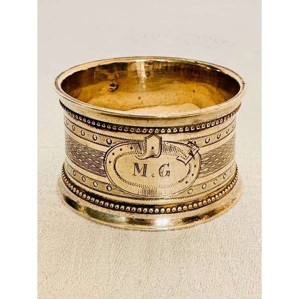 Rond de serviette 1900 monogrammé en argent 925