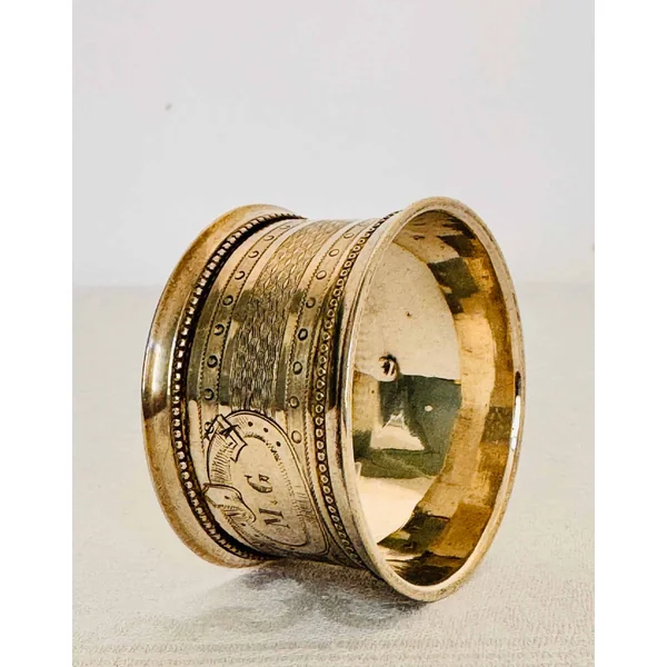Rond de serviette 1900 monogrammé en argent 925