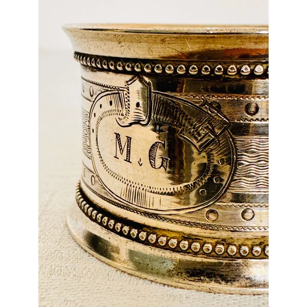 Rond de serviette 1900 monogrammé en argent 925