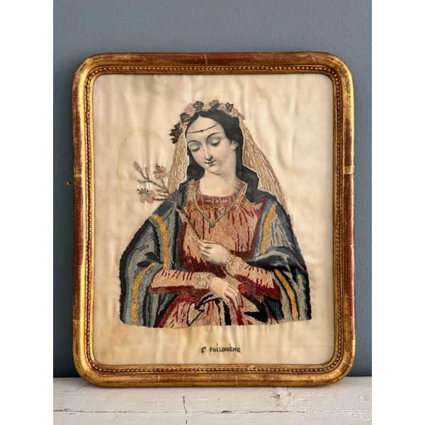 Sainte Philomène, broderie XIXème