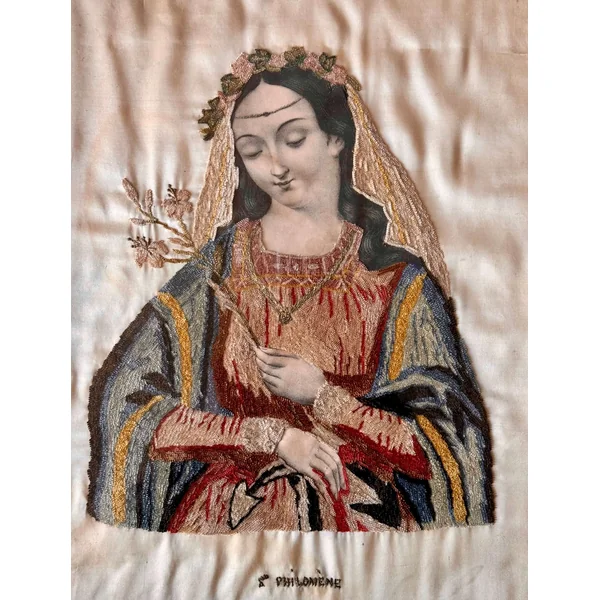 Sainte Philomène, broderie XIXème