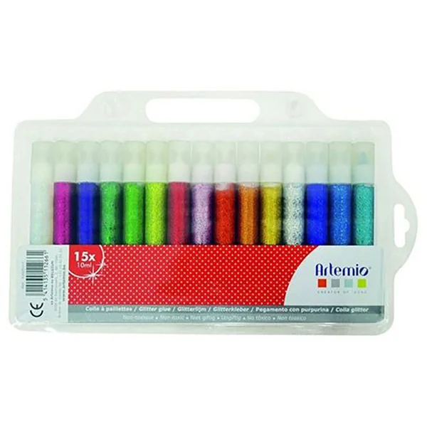 Set Colle A Pailletes 15X10 Ml Multicolore