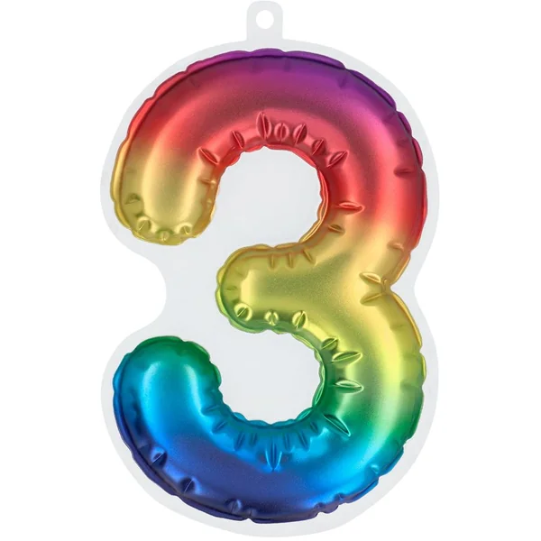 Sticker Chiffre 3 (20 cm) Arc-en-Ciel - Effet Ballon