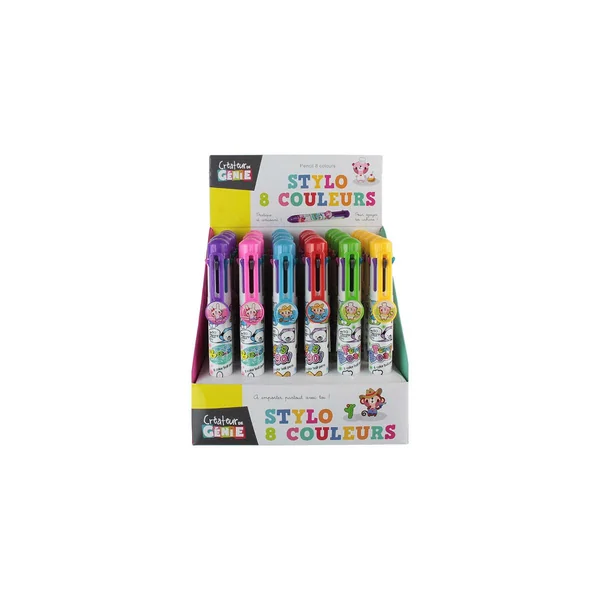Stylo bille 8 couleurs