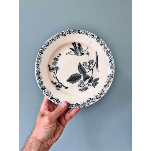 Suite de 7 assiettes plates 1900 en faïence Terre de Fer