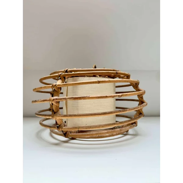 Suspension cage en rotin vintage