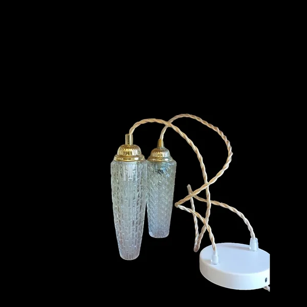 Suspension cascade globes fuseaux pointe diamant vintage upcyclé