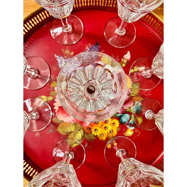 Série de 9 verres à eau en cristal Val Saint Lambert