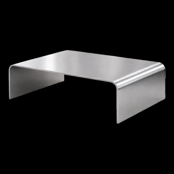 Table basse en aluminium brossé sculptural