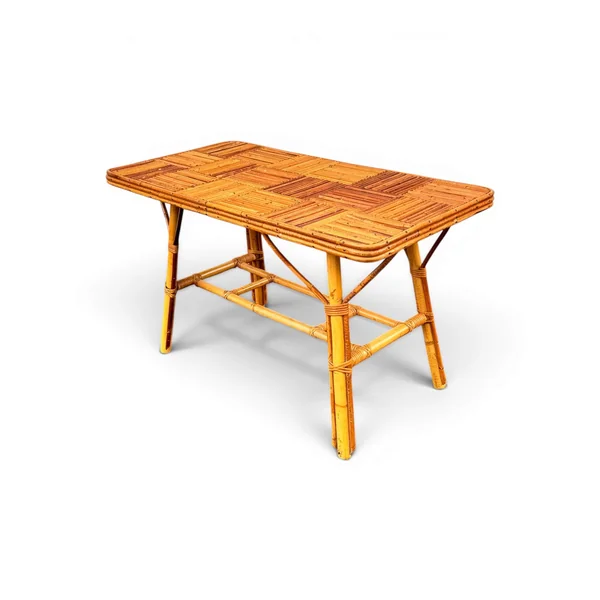 Table basse en rotin et bambou vintage Audoux Minnet