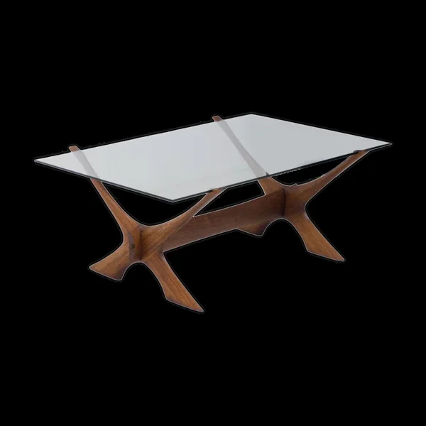 Table basse Örebro Glas 'Condor' en noyer et verre par Fredrik Schriever-Abeln