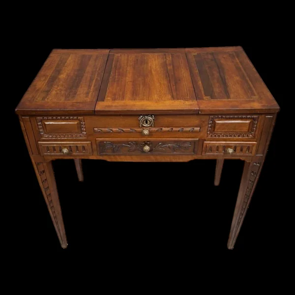 Table de toilette / coiffeuse époque Louis XVI en noyer