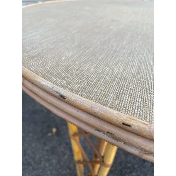 Table ronde en bambou et rotin vintage