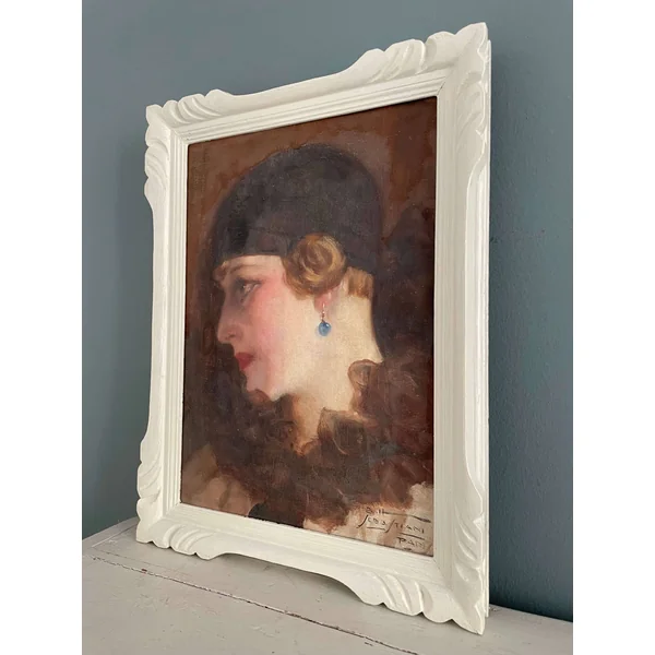 Tableau portrait d'une élégante signé B. H Sebastiani