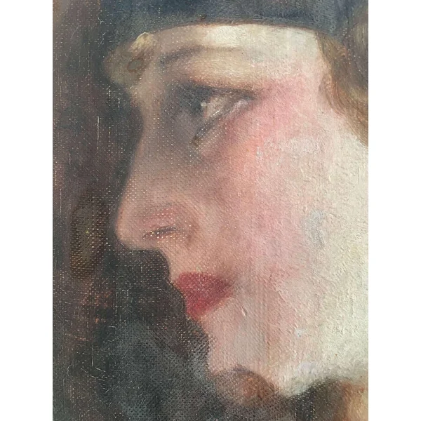 Tableau portrait d'une élégante signé B. H Sebastiani
