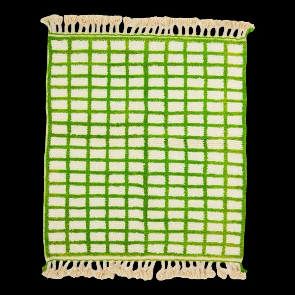 Tapis berbère marocain à carreaux verts et blancs