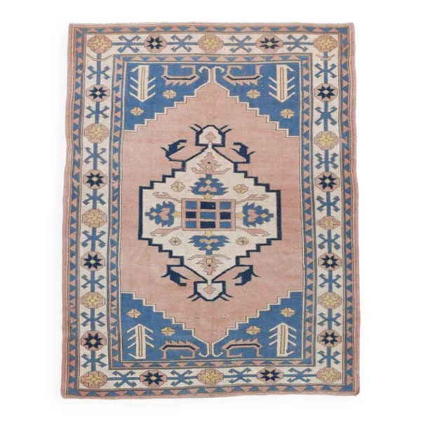 Tapis Oushak rose et bleu 6x7, 178x224cm