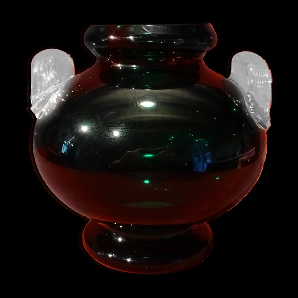 Vase en verre vert vintage 70's 80's