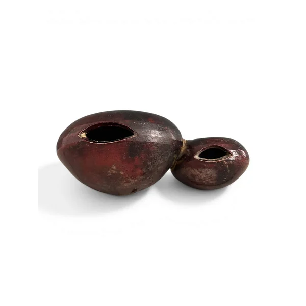 Vase lentille double en céramique émaillée vintage