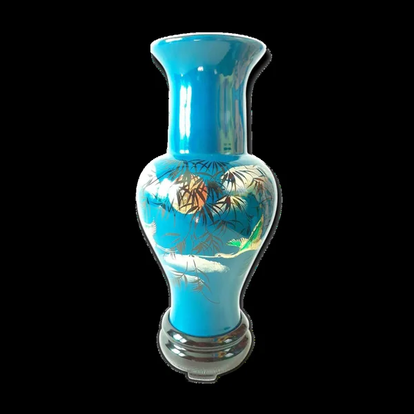 Vase style laque de chine à motifs d'oiseaux - parfait état